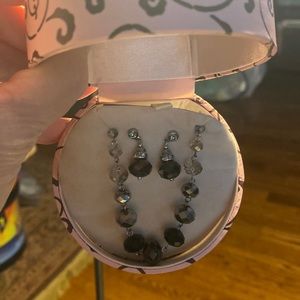 NIB Crystal necklace and drop earrings. Comes in a beautiful gift box